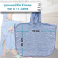 Größenangabe Badeponcho mit Namen von wolimbo