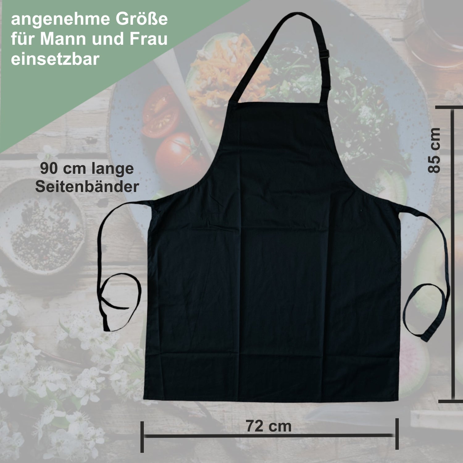 Größenangabe der Schürze 85 x 72 cm