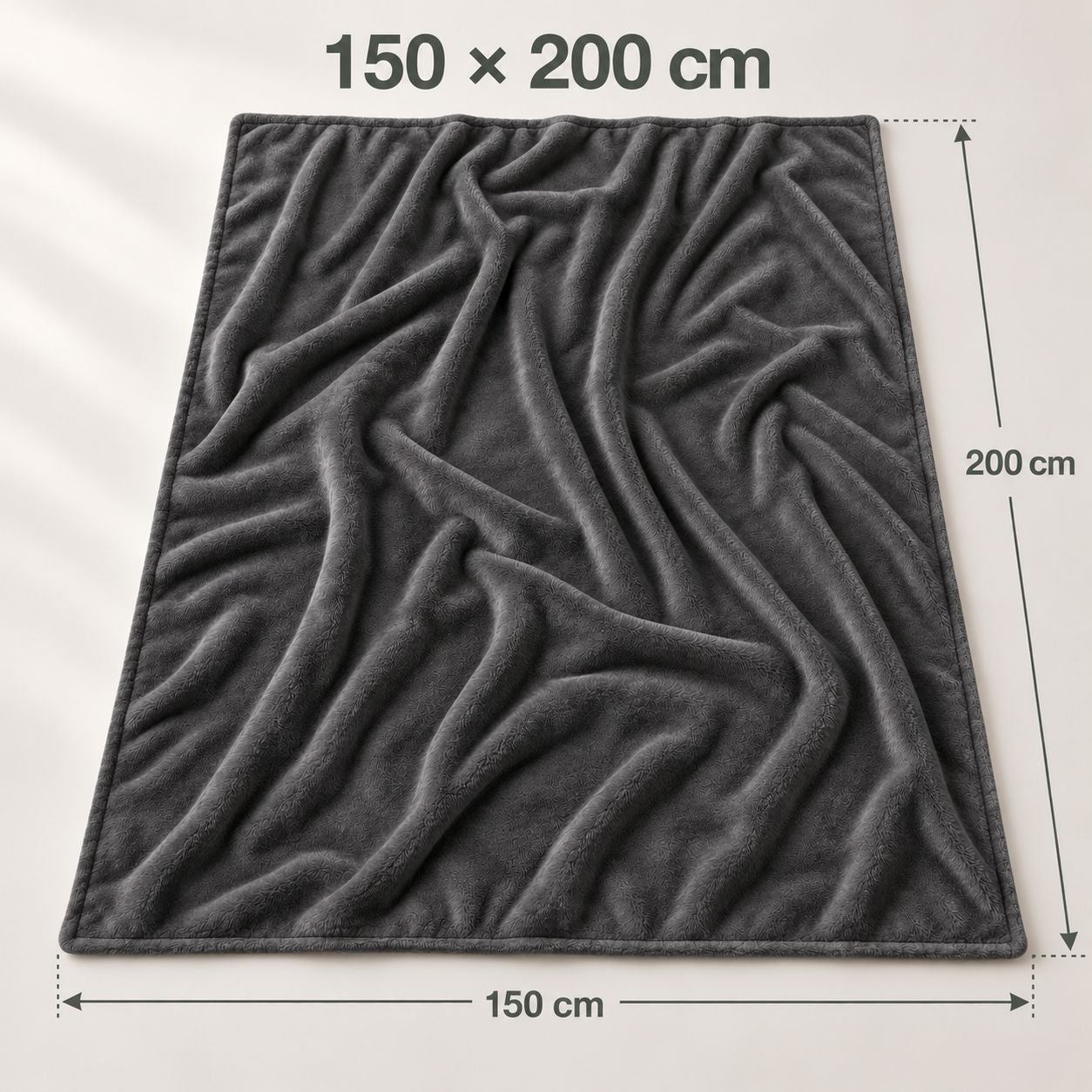 Größenansicht der Wohndecke mit den Maßen 150 × 200 cm