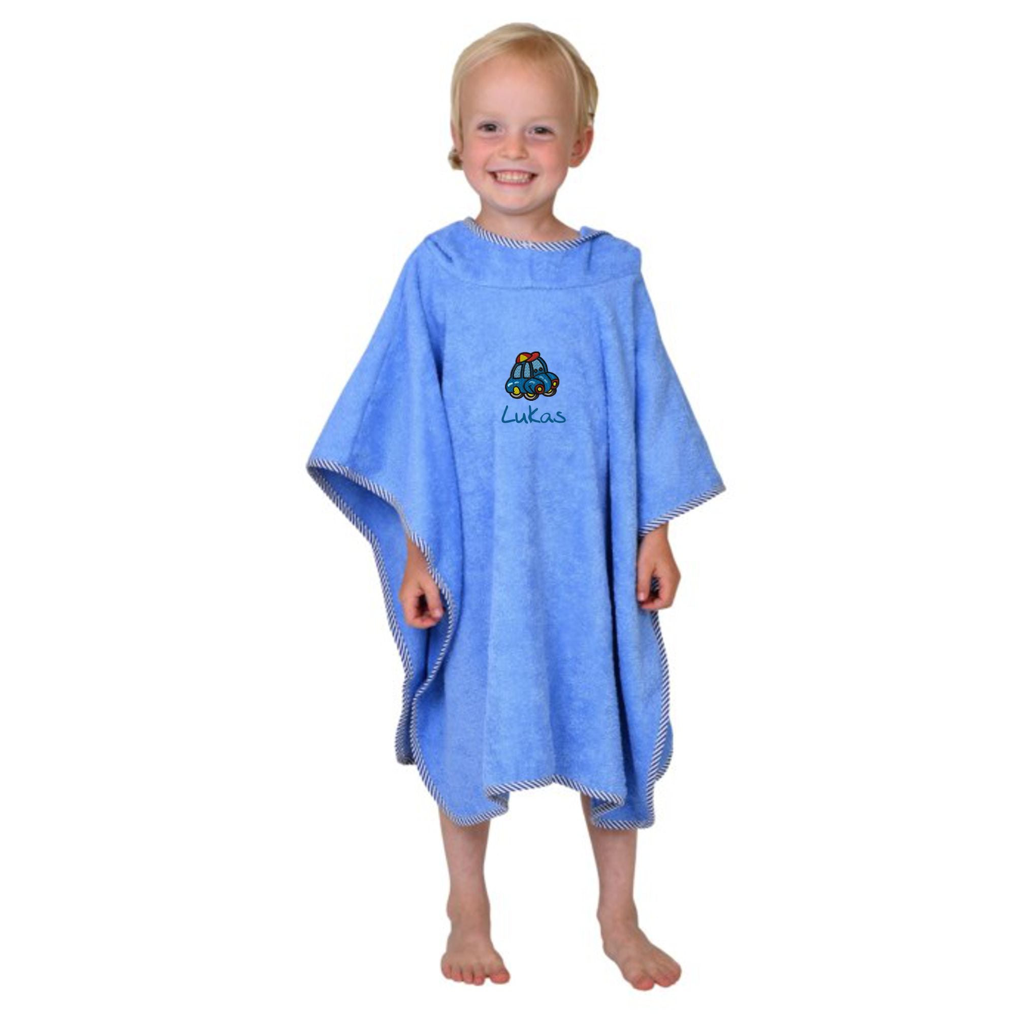 Jungen Badeponcho mit Namen bestickt und Motiv