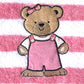 Detailansicht Teddy ringel pink mit Namen bestickt Poncho