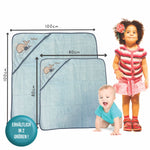 Größenvergleich Handtuch Walfamilie kristall 80 x 80 zu 100 x 100 cm