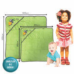 Größenvergleich BIO-Handtuch Schildkröte opalgrün 80 x 80 zu 100 x 100 cm