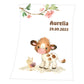 Soft Peach Babydecke mit Namen bestickt Kuh Schnecke 75x100cm