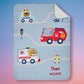 Kinderdecke mit Namen Feuerwehr Motiv