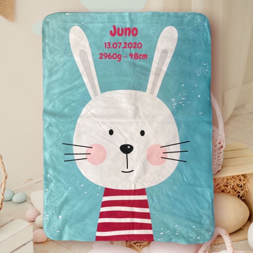 Hase Babydecke mit Namen DUO
