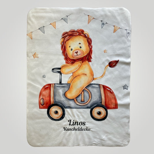 Löwe Babydecke mit Namen bestickt Wolimbo Duo