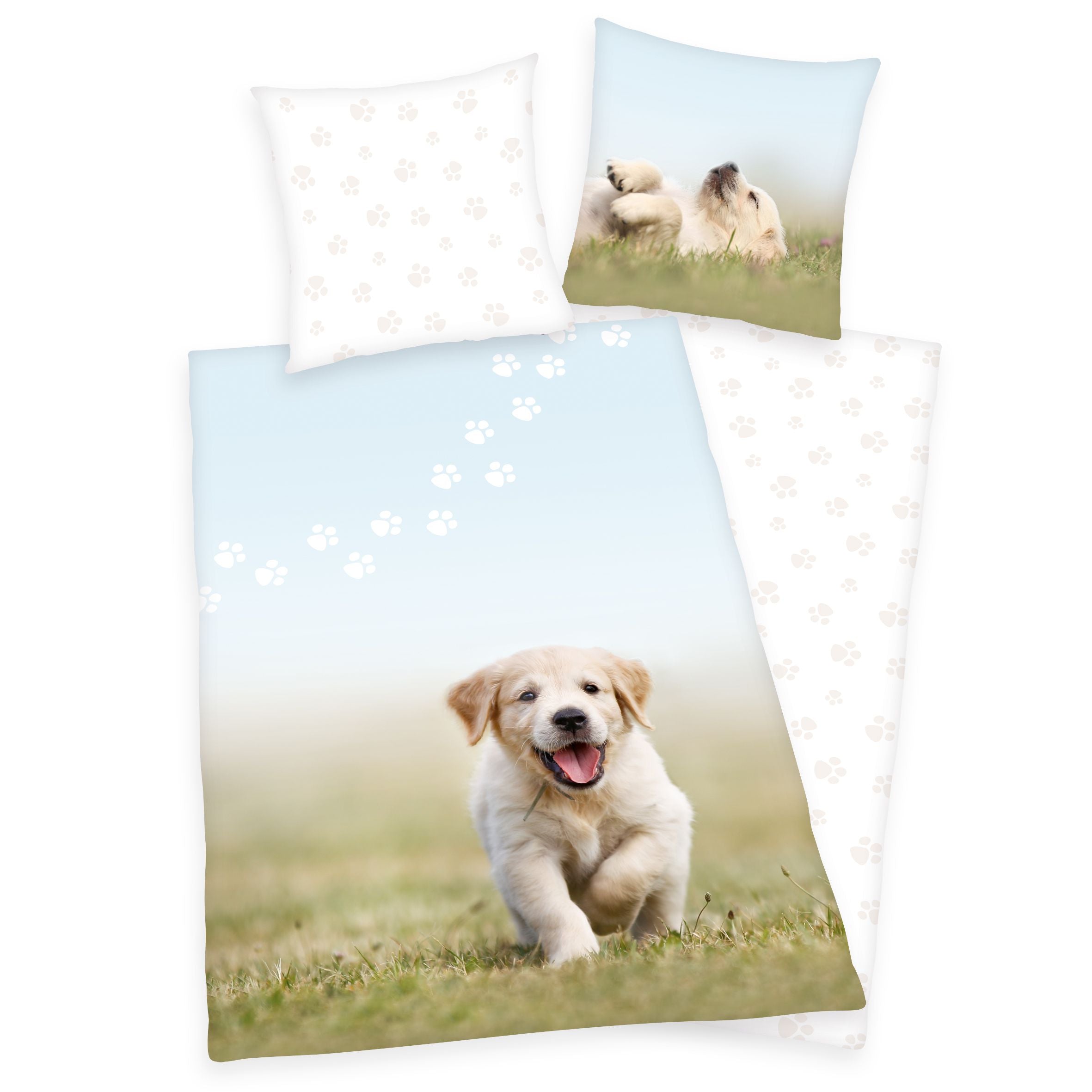 150x200cm Hunde Welpen Bettwäsche mit Namen bestickt – wolimbo