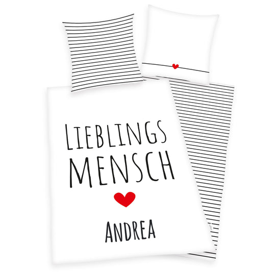 lieblingsmensch Bettwäsche 150x200cm mit Namen