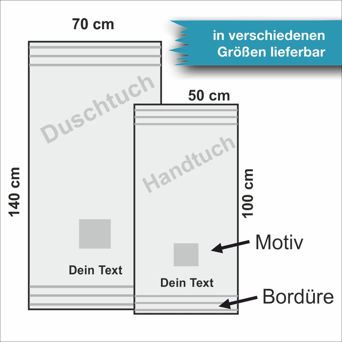 Größenvergleich Handtuch mit Namen