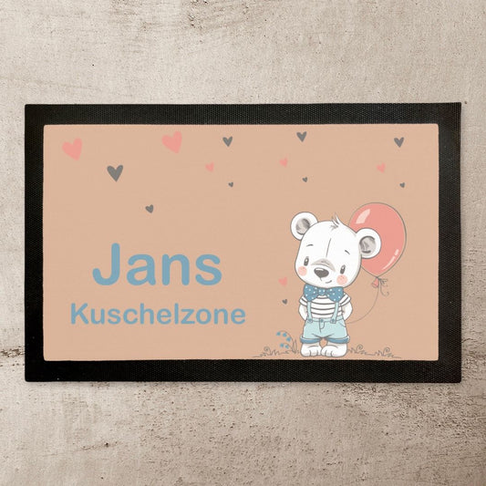 Fußmatte für Kinder Bär mit Ballon und Namen