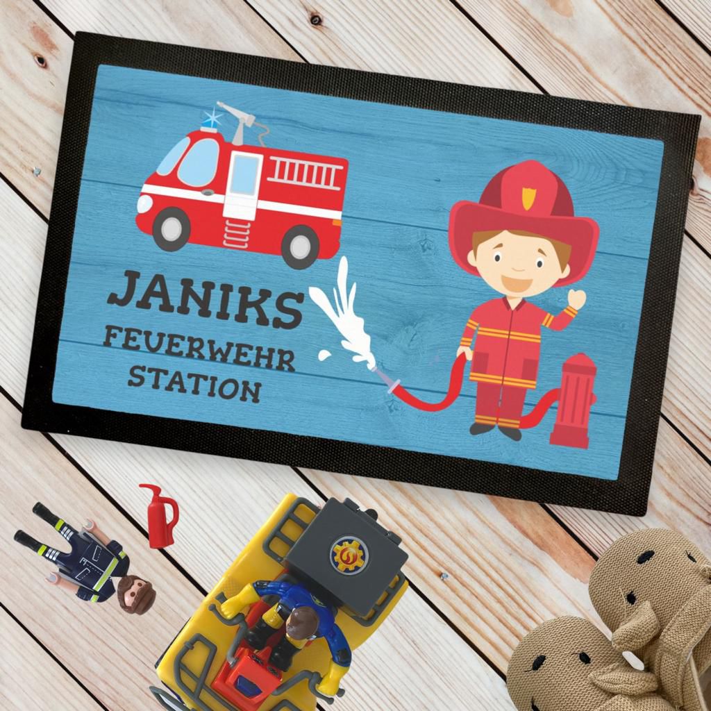 Kinder Fußmatte Feuerwehr mit Namen