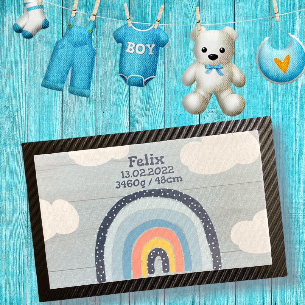 Regenbogen Kinder Fußmatte mit Namen Felix