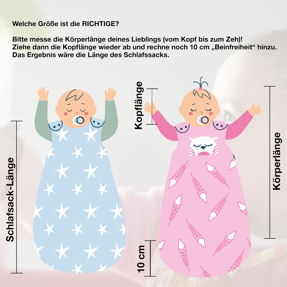 Größenberechnung Schlafsack Baby Pirat Motiv