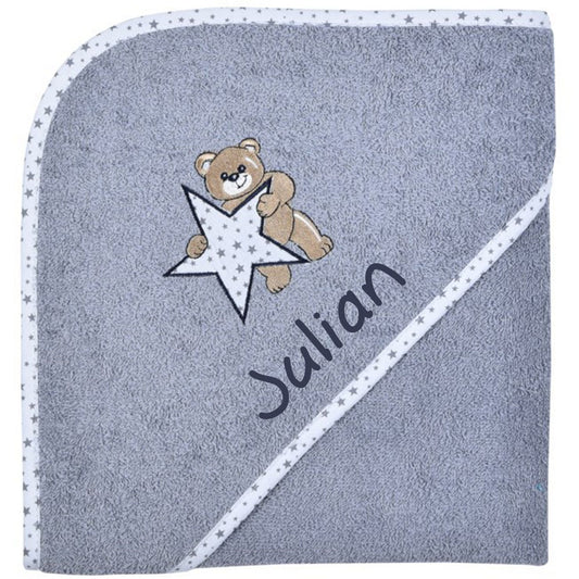 Babyhandtuch Bär Stern mit Namen