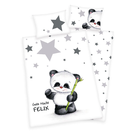 Panda Bettwäsche mit NAmen bestickt