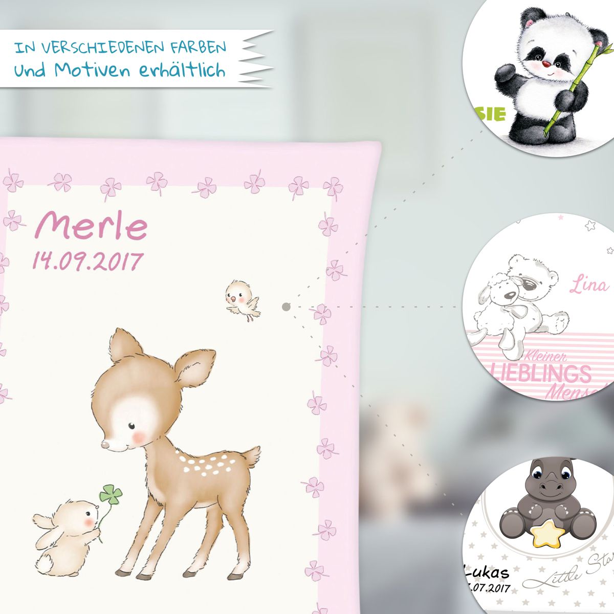 Motive für Babydecke mit Namen